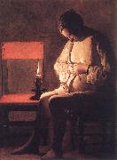 LA TOUR, Georges de Woman Catching Fleas oil painting artist